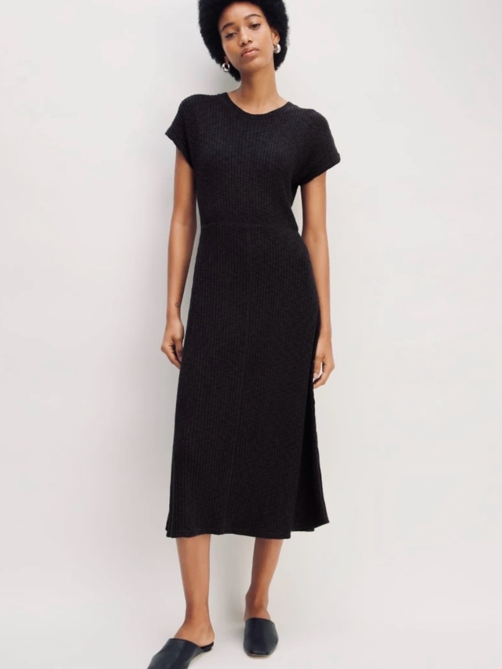 Everlane The Rib-Knit Cap-Sleeve Midi Dress XXS